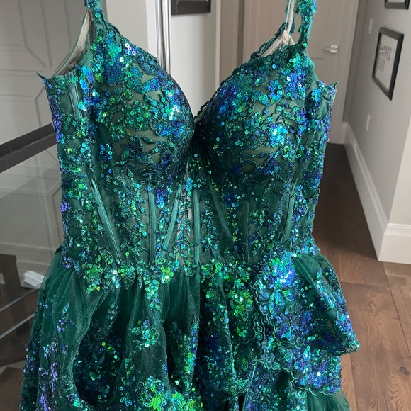 Prom Dress Emerald Green - Sherri Hill No 55500 - Picture 3 of 5